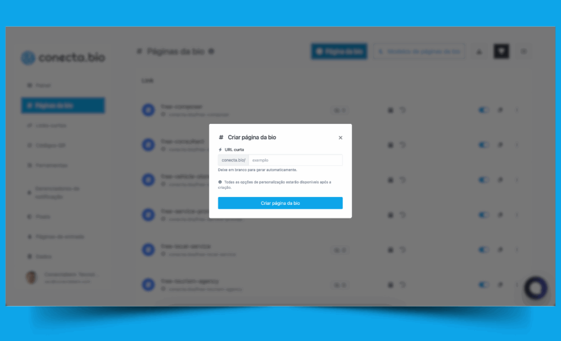Primeiros Passos: Sua primeira página de bio