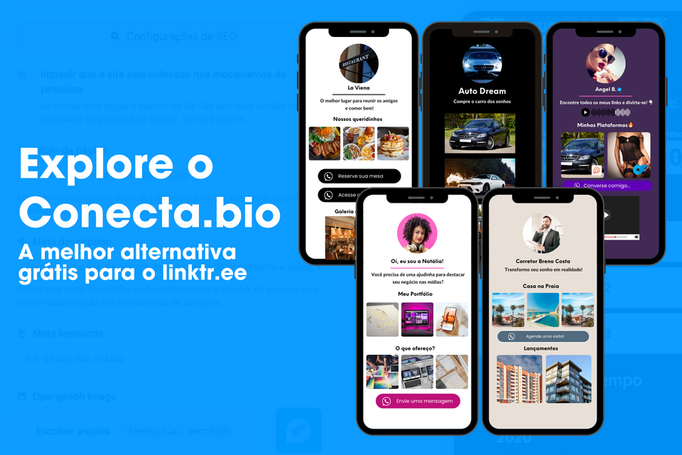 Alternativa grátis para o Linktr.ee: Conheça o Conecta.bio