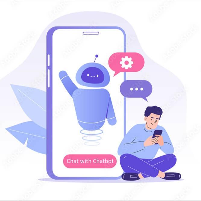 Human chatting with AI chatbot on smartphone for instant support