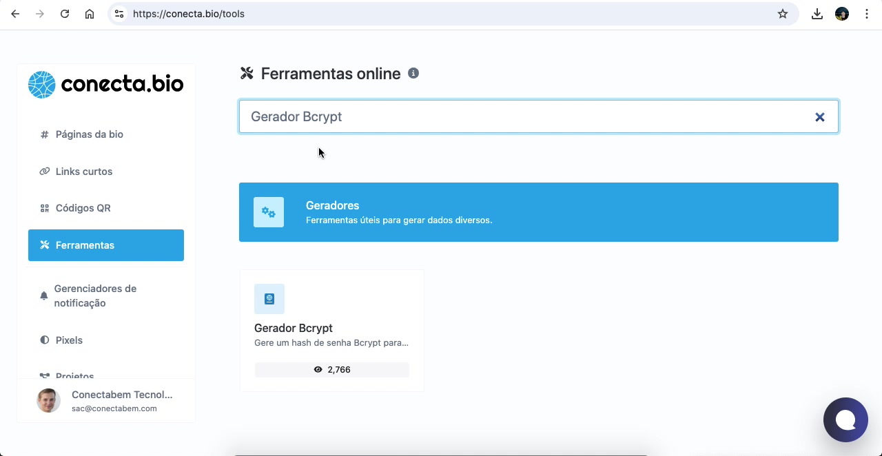 Vídeo demonstrativo do gerador de Bcrypt