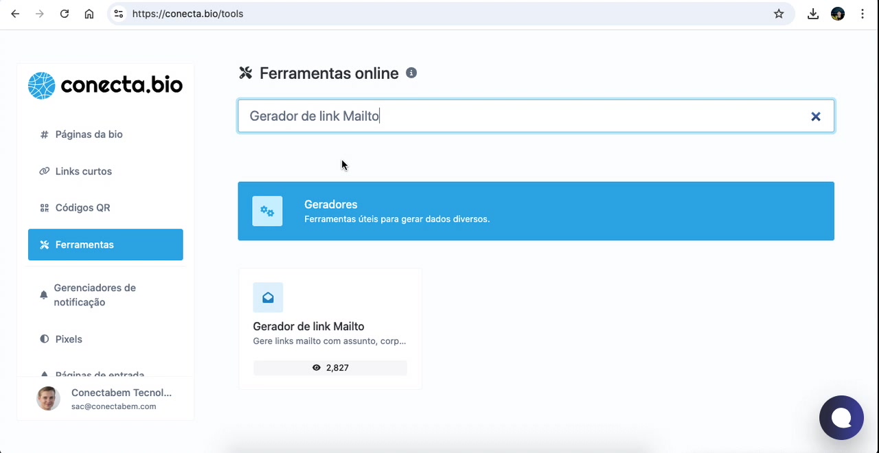 Vídeo demonstrativo do gerador de link mailto