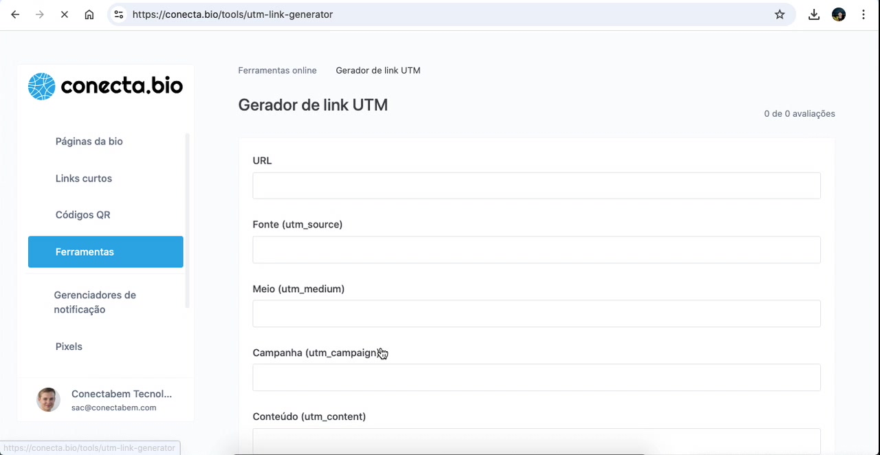 Vídeo demonstrativo do gerador de link UTM