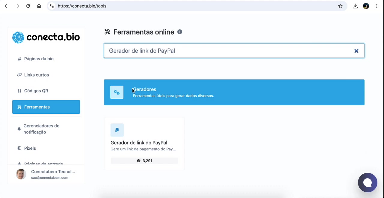 Vídeo demonstrativo do gerador de link do PayPal