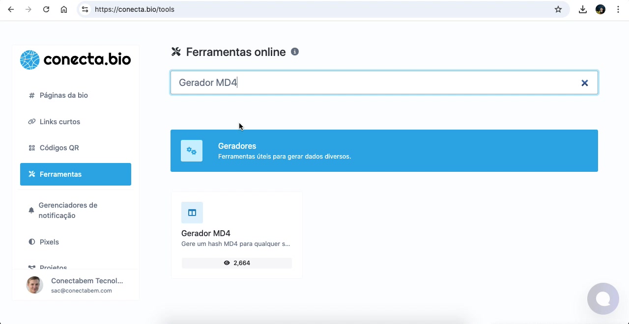 Vídeo demonstrativo do gerador de MD4