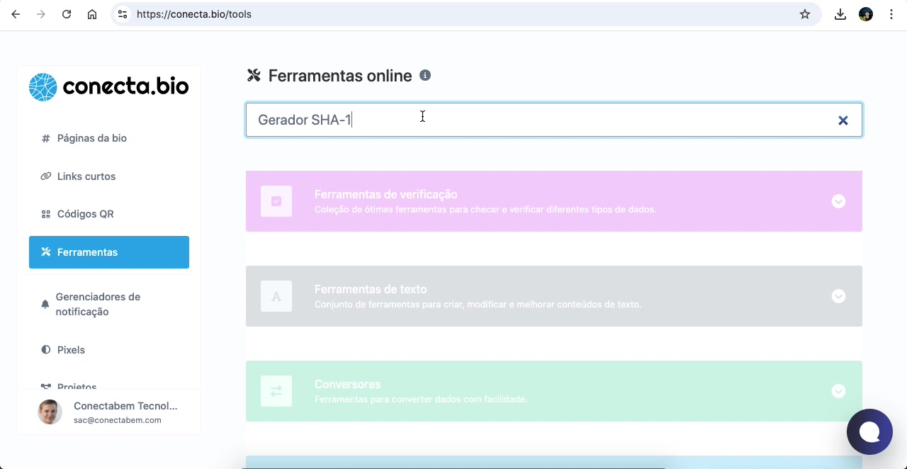 Vídeo demonstrativo do gerador de SHA-1