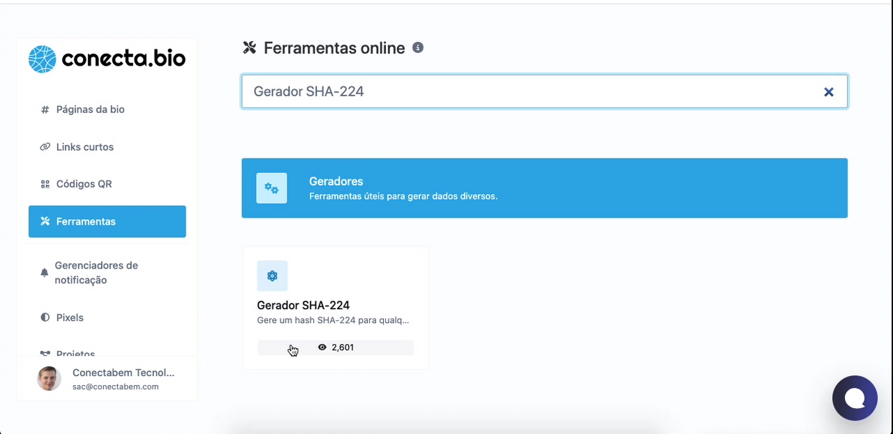 Vídeo demonstrativo do gerador de SHA-224