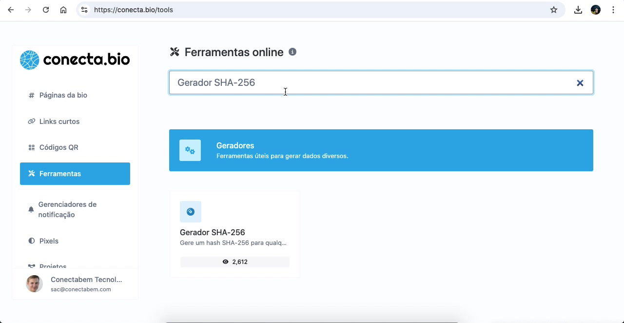 Vídeo demonstrativo do gerador de SHA-256