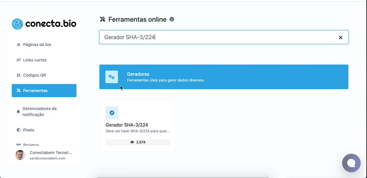 Vídeo demonstrativo do gerador de SHA-3/224