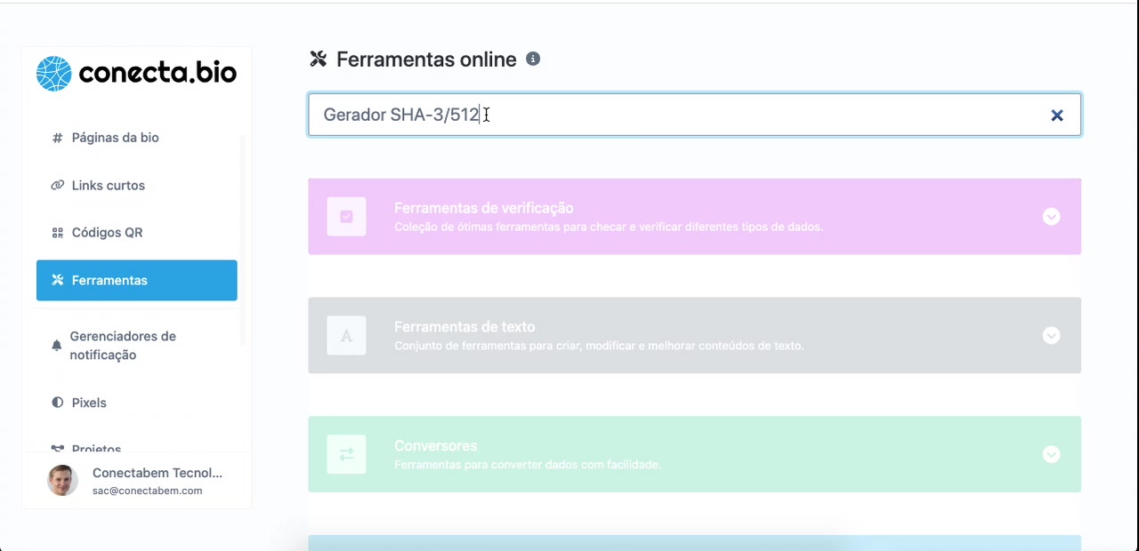 Vídeo demonstrativo do gerador de SHA-3/512