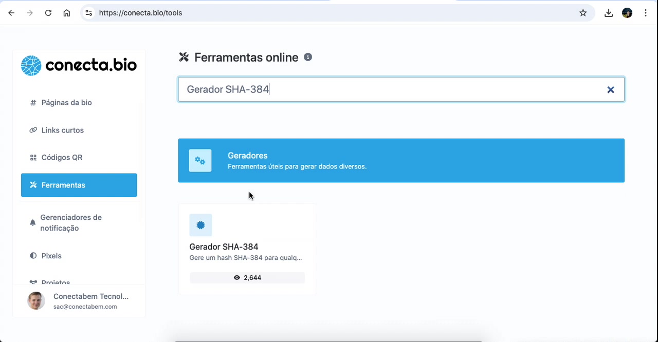 Vídeo demonstrativo do gerador de SHA-384