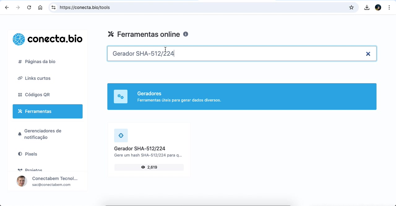 Vídeo demonstrativo do gerador de SHA-512/224