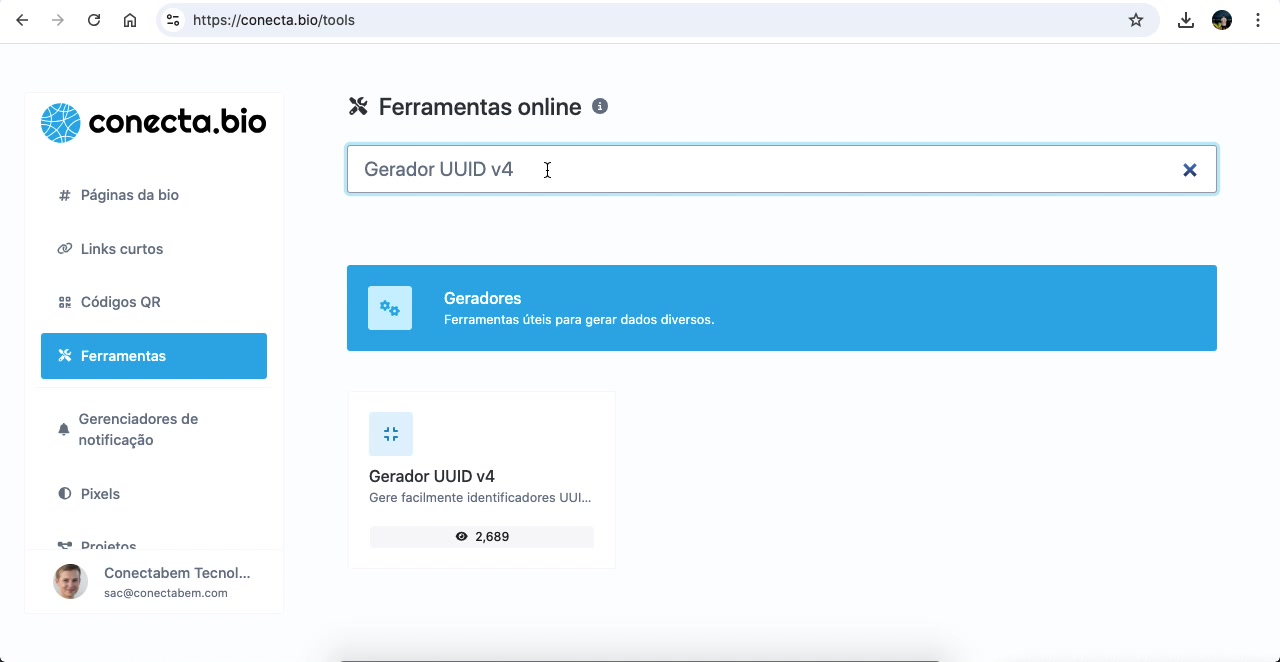 Vídeo demonstrativo do gerador de UUID v4